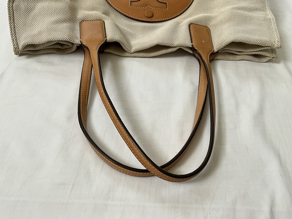TORY BURCH Canvas & Leather Ella Tote Beige Natural - Picture 16 of 16